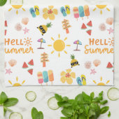 Niedlich Hallo Sommer Nahtloses Muster Geschirrtuch (Gefaltet)