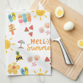 Niedlich Hallo Sommer Nahtloses Muster Geschirrtuch (Viertel Falte)