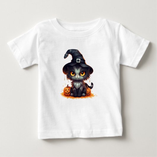 Niedlich Halloween Black Kitten Baby T-shirt (Vorderseite)