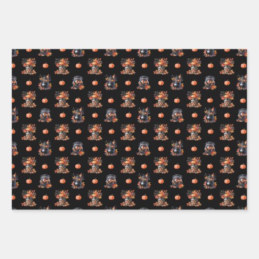 Niedlich Halloween Candy Jars | Pumpkins Fall Patt Geschenkpapier Set (Vorderseite 2)