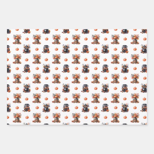 Niedlich Halloween Candy Jars | Pumpkins Fall Patt Geschenkpapier Set (Vorderseite)