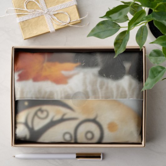 Niedlich Halloween Cat Moon Pumpkin Seidenpapier (Geschenk)