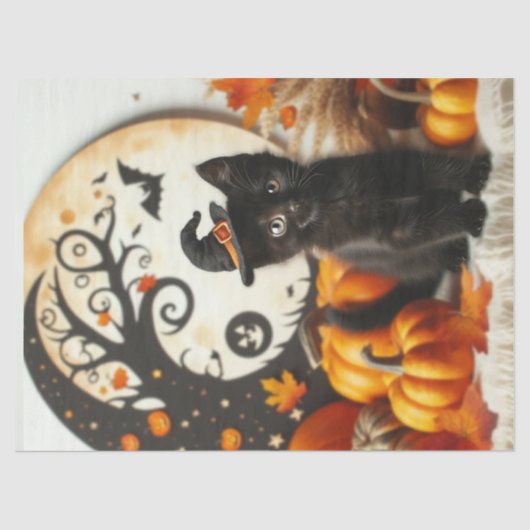 Niedlich Halloween Cat Moon Pumpkin Seidenpapier (Vorderseite)