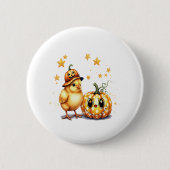 Niedlich Halloween Chick Pumpkin Button (Vorderseite)