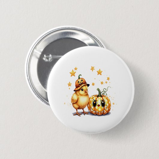 Niedlich Halloween Chick Pumpkin Button (Vorne & Hinten)