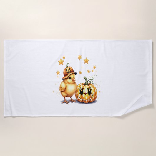 Niedlich Halloween Chick Pumpkin Strandtuch (Vorderseite)
