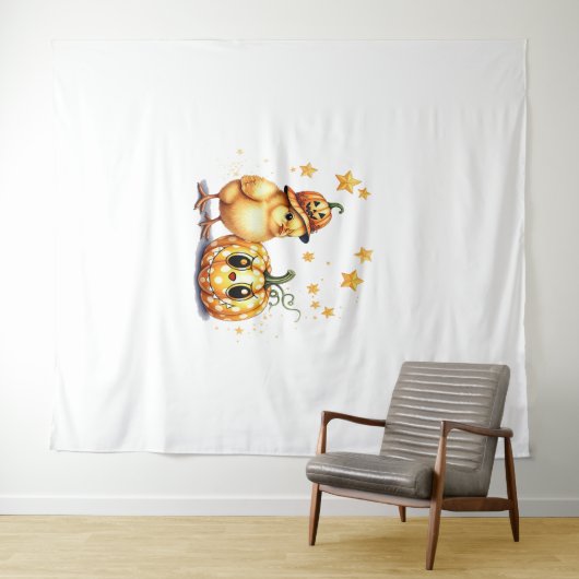 Niedlich Halloween Chick Pumpkin Wandteppich (Beispiel (Horizontal))