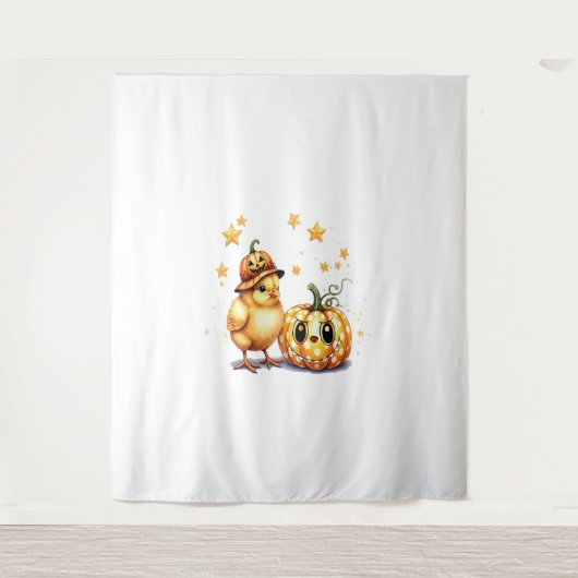 Niedlich Halloween Chick Pumpkin Wandteppich (Vorderseite)