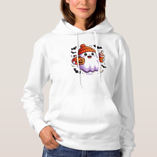 Niedlich Halloween Ghost Adult Hoodie (Vorderseite)