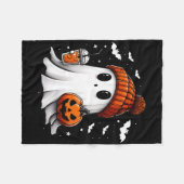 Niedlich Halloween Ghost Drink Pumpkin Fleecedecke (Vorderseite (Horizontal))