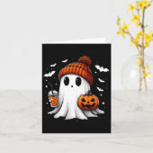 Niedlich Halloween Ghost Drink Pumpkin Karte (Gelbe Blume)