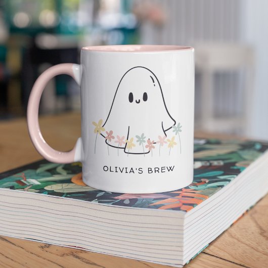 Niedlich Halloween Ghost Floral Tasse