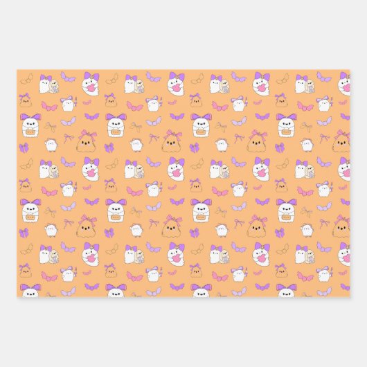 Niedlich Halloween Ghost Geburtstag Geschenkpapier Set (Vorderseite 3)