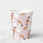 Niedlich Halloween Ghost Ghoul Orange Pink Confett Pappbecher (Rückseite)