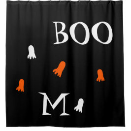 Niedlich Halloween Ghost Orange Black Personalisie Duschvorhang