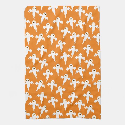 Niedlich Halloween Ghost Orange Geschirrtuch (Vertikal)