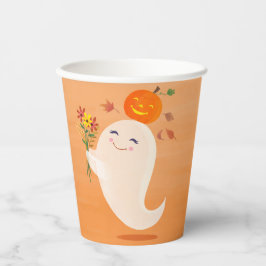 Niedlich Halloween Ghost Orange Pappbecher