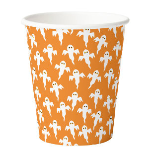 Niedlich Halloween Ghost Orange Pappbecher