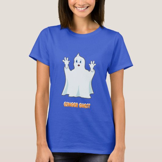Niedlich Halloween Ginger Ghost T-Shirt (Vorderseite)
