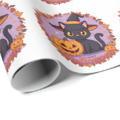 Niedlich+Halloween+Hexe+BlackCat+PUMPKIN Geschenkpapier (Rolleneckpunkt)