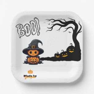 Niedlich Halloween Hexenkürbis Spooky Boo Spuk Pappteller
