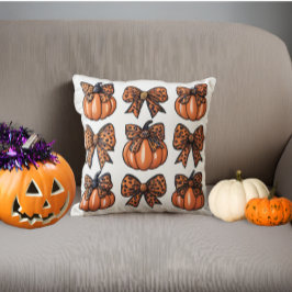 Niedlich Halloween Leopart Bow Pumpkin Coquette Kissen