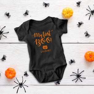 Niedlich Halloween Mein erster Boo Pumpkin Name Baby Strampler