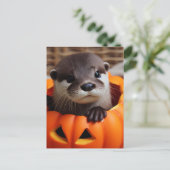 Niedlich Halloween Otter Postkarte (Stehend Vorderseite)
