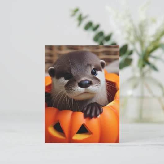 Niedlich Halloween Otter Postkarte (Stehend Vorderseite)