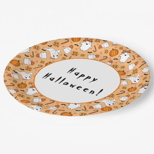 Niedlich Halloween Pappteller (Schrägansicht)