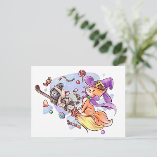 Niedlich Halloween Postkarte (Stehend Vorderseite)