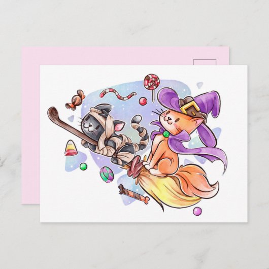 Niedlich Halloween Postkarte (Vorne/Hinten)