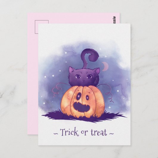 Niedlich Halloween Postkarte (Vorne/Hinten)