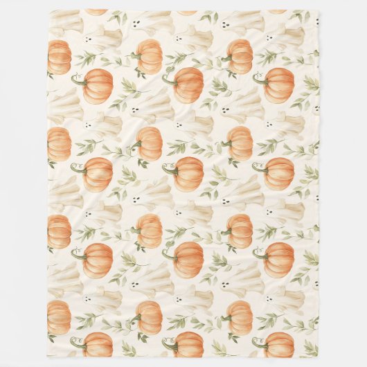 Niedlich Halloween Pumpkin Ghost Fleecedecke (Vorderseite)