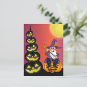 Niedlich Halloween Pumpkin Santa Postkarte (Stehend Vorderseite)