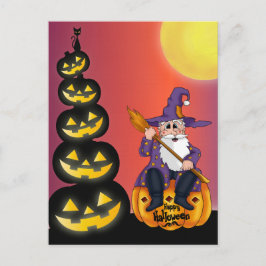 Niedlich Halloween Pumpkin Santa Postkarte