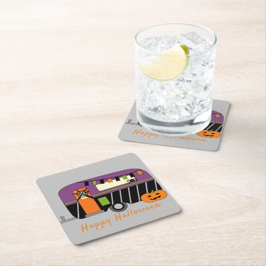 Niedlich Halloween RV Rechteckiger Pappuntersetzer (Vor Ort)