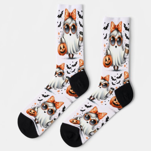 Niedlich Halloween Sassy Ghost Socken (Linkes Detail)