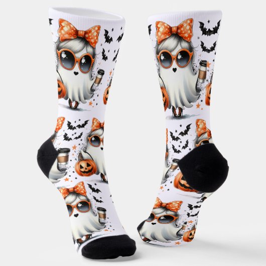 Niedlich Halloween Sassy Ghost Socken (Gewinkelt)