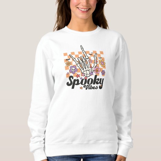 Niedlich Halloween Spooky Vibes Sweatshirt (Vorderseite)