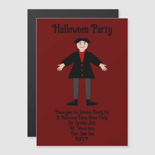 Niedlich Halloween Vampire Custom Magneteinladung (Vorne/Hinten)