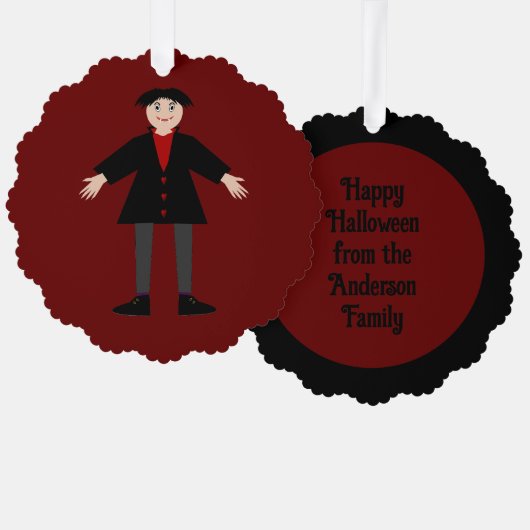 Niedlich Halloween Vampire Custom Ornament Karte (Vorderseite/Rückseite)
