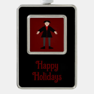 Niedlich Halloween Vampire Custom Rahmen-Ornament Silber