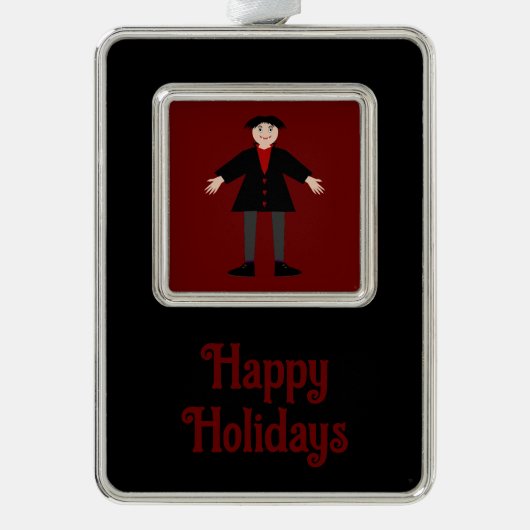 Niedlich Halloween Vampire Custom Rahmen-Ornament Silber (Vorderseite)