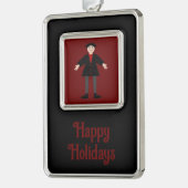 Niedlich Halloween Vampire Custom Rahmen-Ornament Silber (Links)