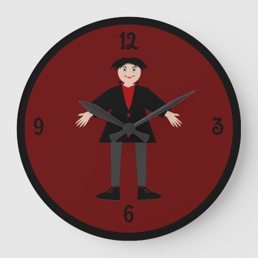 Niedlich Halloween Vampire Große Wanduhr (Vorderseite)
