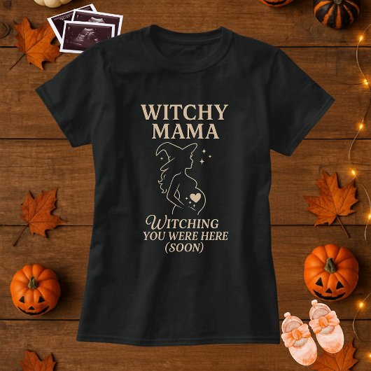 Niedlich Halloween Witchy Mama Pregant Wish T-Shirt
