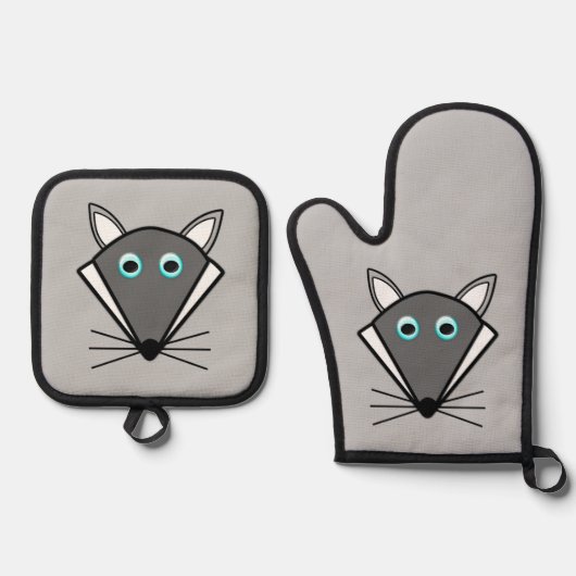Niedlich Halloween Wolf Ofenhandschuh & Topflappen-Set (Vorderseite)