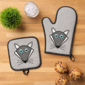 Niedlich Halloween Wolf Ofenhandschuh & Topflappen-Set (Oben Unten)