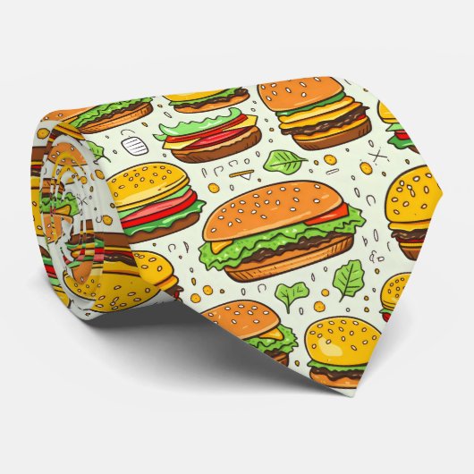 Niedlich Hamburgers Pattern Krawatte (Gerollt)